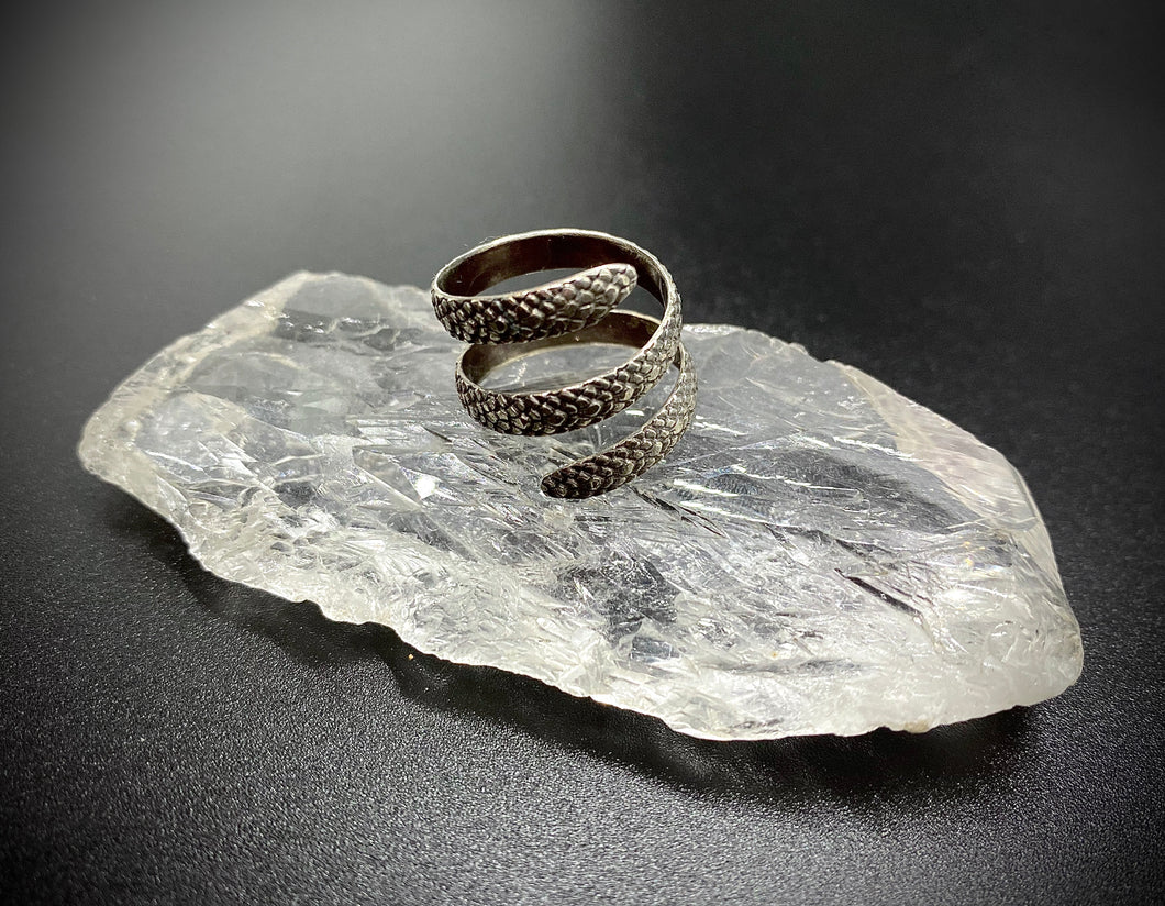 Adjustable Snake Skin Sterling Silver Ring (Size Range-6/7.5)